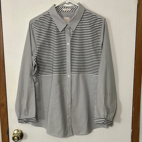 Chico's Tops - CHICO’S Women’s Black and White Button Down Striped Shirt